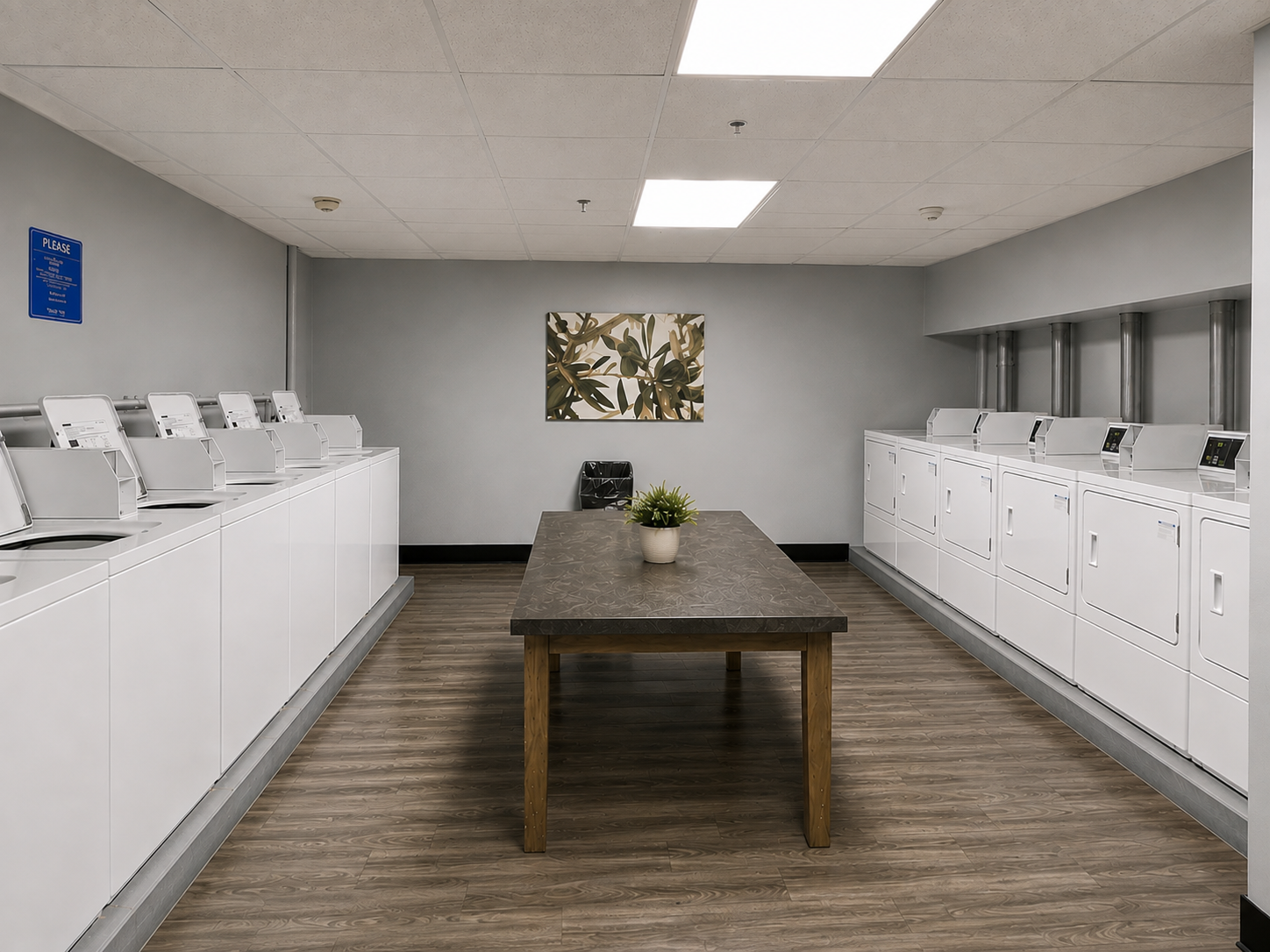 On-site laundry room at Dawn Manor Apartments