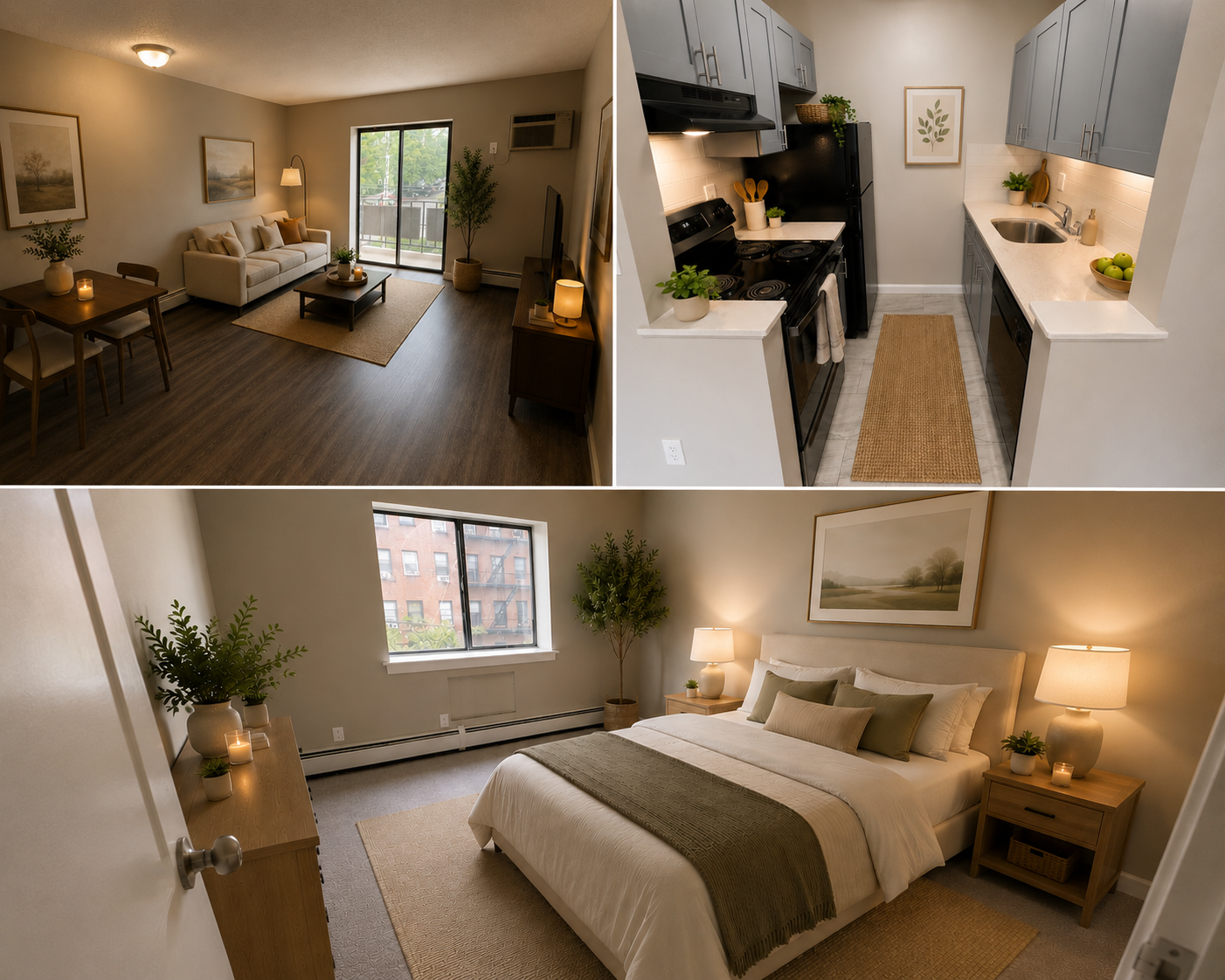 Interior of a one-bedroom apartment at Dawn Manor Apartments